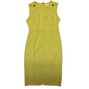 Calvin Klein Size 4 Yellow Sleeveless Open Button Dress